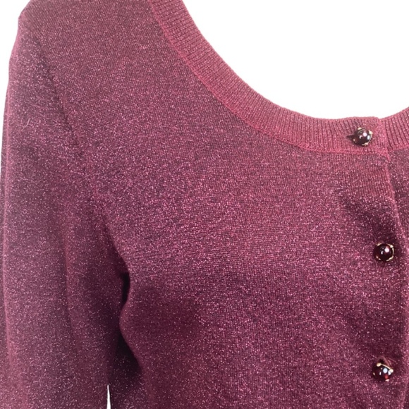 Talbots Sparkle‎ Metallic & Plum Cardigan Sweater Size Medium - Picture 4 of 8